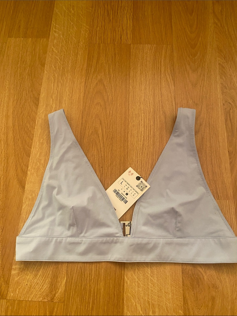 Zara Pale Blue Triangle Bralette Top, NWT, L